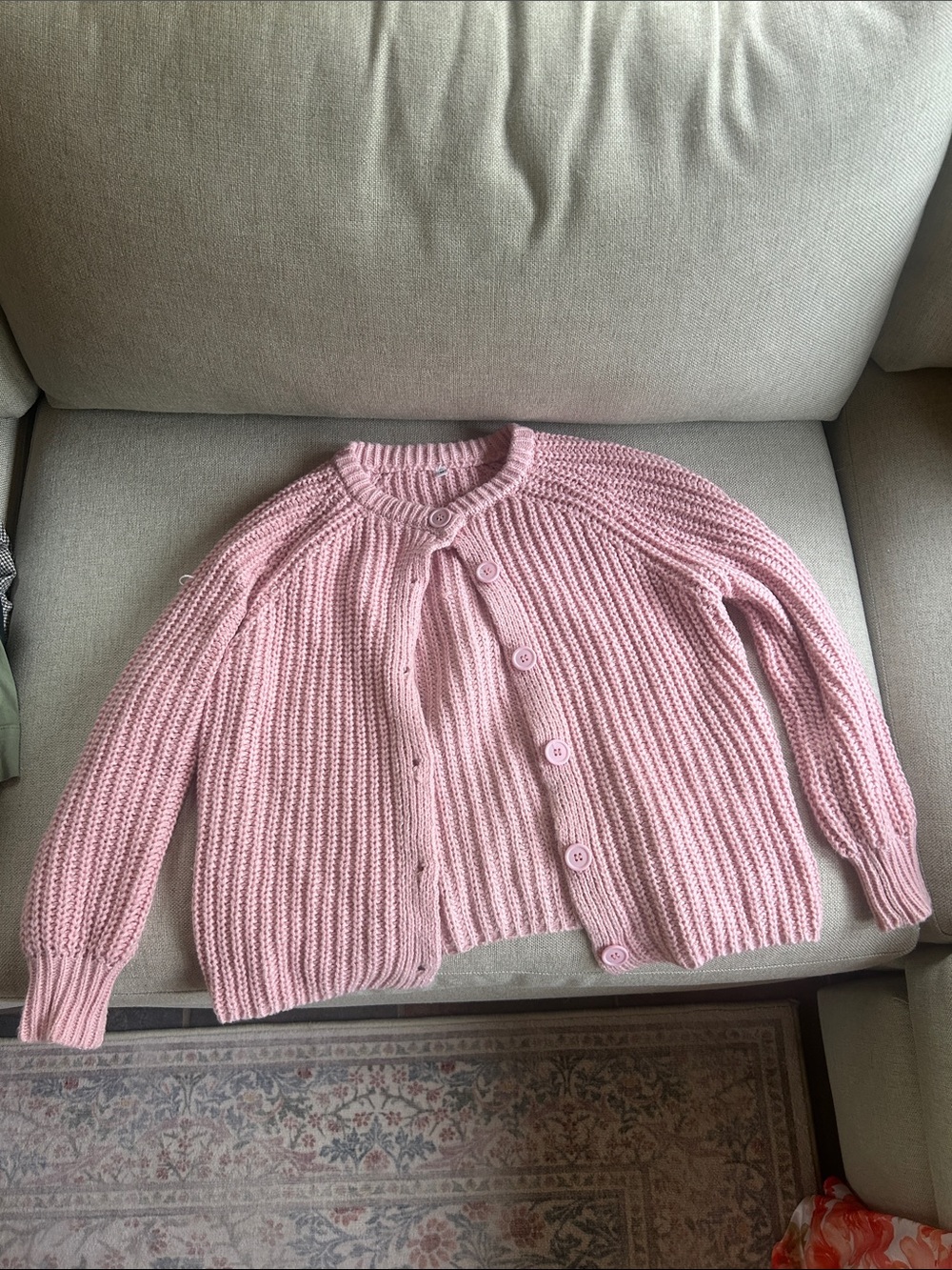 Amazon Pink Chunky Ribbed Button-Up Women's Cardigan
